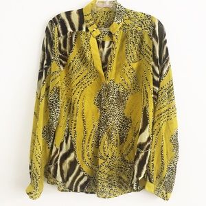Sheer Long Sleeved Leopard Print Blouse